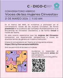 Conversatorio Híbrido Voces de las mujeres Cinvestav