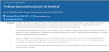 “Análogo óptico de la radiación de Hawking”