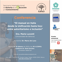 Conferencia  “El manual en Italia desde la Unificación hasta hoy: entre autoritarismo e inclusión”