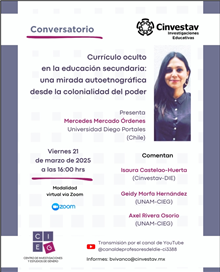 Conversatorio Currículo oculto en la educación secundaria: una mirada autoetnográfica desde la colonialidad del poder
