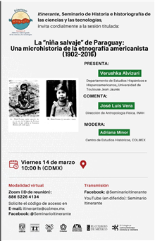 Seminario La “niña salvaje” de Paraguay: Una microhistoria de la etnografía americana (1902-2016)
