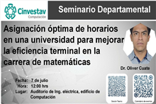 Seminario Asignación óptima de horarios en una universidad para mejorar la eficiencia terminal en la carrera de matemáticas