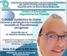 Seminario Colistina: Antibiótico de último recurso o señal para la transición mucoide en Pseudomonas aeruginosa